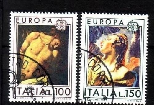 ITALIEN MI-NR. 1489-1490 GESTEMPELT(USED) EUROPA 1975 GEMÄLDE MICHELANGELO UND TIEPOLO