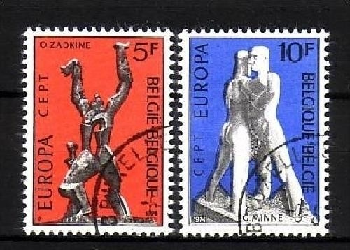 BELGIEN MI-NR. 1766-1767 GESTEMPELT(USED) EUROPA 1974 SKULPTUREN