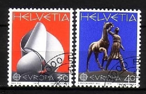 SCHWEIZ MI-NR. 1029-1030 GESTEMPELT(USED) EUROPA 1974 SKULPTUREN PFERD