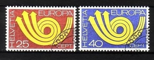 SCHWEIZ MI-NR. 994-995 GESTEMPELT(USED) EUROPA 1973 POSTHORN