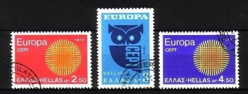 GRIECHENLAND MI-NR. 1040-1042 GESTEMPELT(USED) EUROPA 1970 SONNENSYMBOL