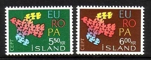 ISLAND MI-NR. 354-355 POSTFRISCH(MINT) EUROPA 1961 TAUBE