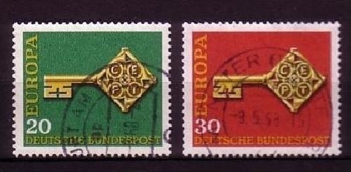 DEUTSCHLAND MI-NR. 559-560 o EUROPA 1968 - KREUZBARTSCHLÜSSEL