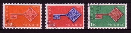MONACO MI-NR. 879-881 GESTEMPELT(USED) EUROPA 1968 KREUZBARTSCHLÜSSEL
