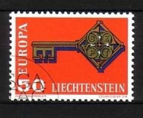 LIECHTENSTEIN MI-NR. 495 o EUROPA 1968 - KREUZBARTSCHLÜSSEL