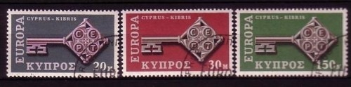 ZYPERN MI-NR. 307-309 GESTEMPELT(USED) EUROPA 1968 KREUZBARTSCHLÜSSEL
