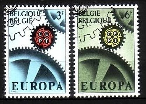 BELGIEN MI-NR. 1472-1473 GESTEMPELT(USED) EUROPA 1967 ZAHNRÄDER