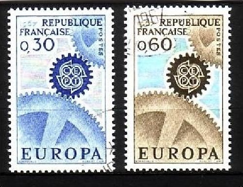 FRANKREICH MI-NR. 1578-1579 GESTEMPELT(USED) EUROPA 1967 ZAHNRÄDER