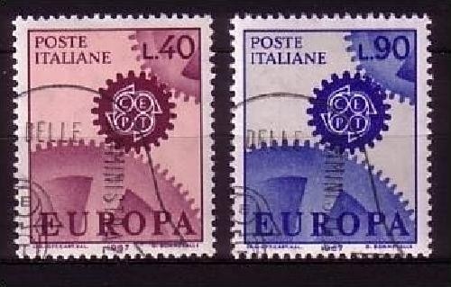 ITALIEN MI-NR. 1224-1225 GESTEMPELT(USED) EUROPA 1967 ZAHNRÄDER