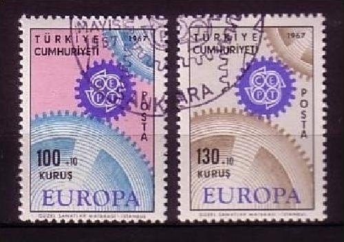 TÜRKEI MI-NR. 2044-2045 GESTEMPELT(USED) EUROPA 1967 ZAHNRÄDER