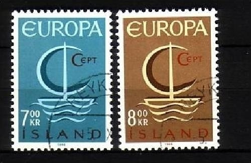 ISLAND MI-NR. 404-405 GESTEMPELT(USED) EUROPA 1966 SEGEL