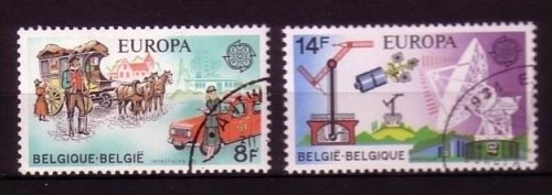BELGIEN MI-NR. 1982-1983 o EUROPA 1979 POSTWESEN PFERDEKUTSCHE AUTO