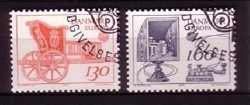 DÄNEMARK MI-NR. 686-687 o EUROPA 1979 POST- und FERNMELDEWESEN KUTSCHE