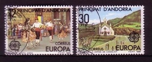 ANDORRA SPANISCH MI-NR. 138-139 GESTEMPELT(USED) EUROPA 1981 FOLKLORE VOLKSTANZ