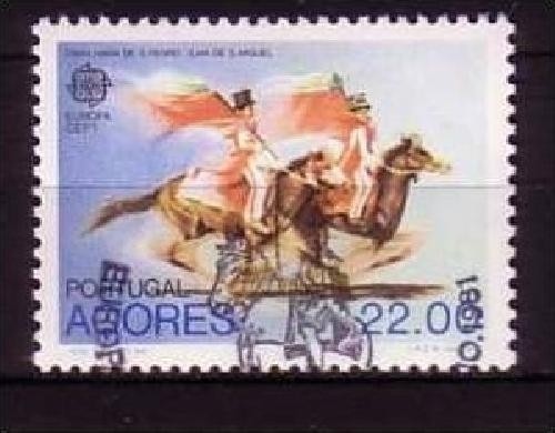 AZOREN MI-NR. 342 o EUROPA 1981 FOLKLORE PFERD REITERSPIELE