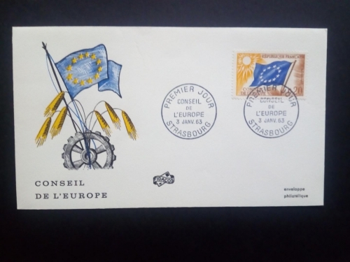 CONSEIL de L´EUROPE MI-NR. 7-9 FDC (3) EUROPARAT 1963 FIDACOS