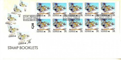 AUSTRALIEN H-BLATT 64 D FDC CARTOONS - LEBEN IN DER GESELLSCHAFT - POSTMAN