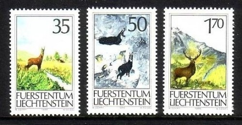 LIECHTENSTEIN MI-NR. 907-909 POSTFRISCH(MINT) JAGDWESEN (I) 1986 REH GEMSE HIRSCH