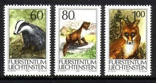 LIECHTENSTEIN MI-NR. 1066-1068 POSTFRISCH(MINT) JAGDWESEN 1993 DACHS STEINMADER FUCHS