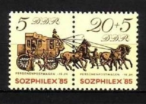 DDR MI-NR. 2965-2966 ZD POSTFRISCH(MINT) PFERDE 1985 PERSONENPOSTWAGEN