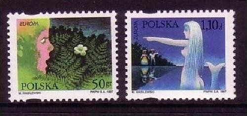 POLEN MI-NR. 3647-3648 POSTFRISCH EUROPA 1997 SAGEN und LEGENDEN