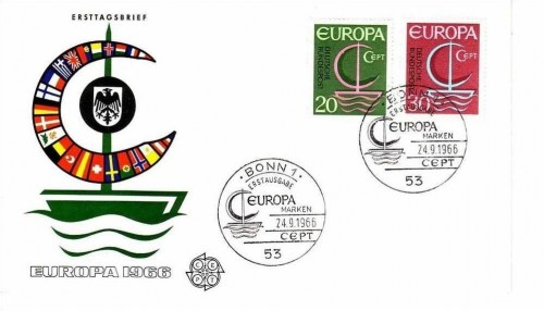 DEUTSCHLAND MI-NR. 519-520 FDC CEPT 1966 BOOT MIT SEGEL