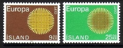 ISLAND MI-NR. 442-443 POSTFRISCH(MINT) EUROPA 1970 SONNENSYMBOL