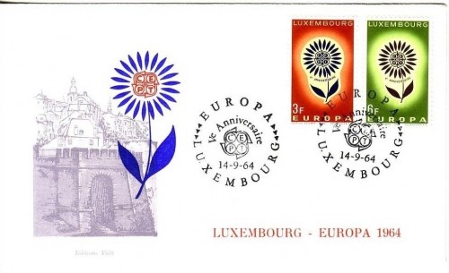 LUXEMBOURG MI-NR. 697-698 FDC EUROPA CEPT 1964 STILISIERTE BLUME