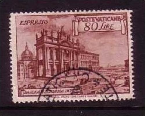 VATIKAN MI-NR. 160 C o EILMARKE ESPRESSO 1949 BASILIKA DI S. GIOVANNI