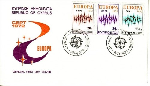 ZYPERN MI-NR. 374-376 FDC EUROPA CEPT 1972 - STERNE