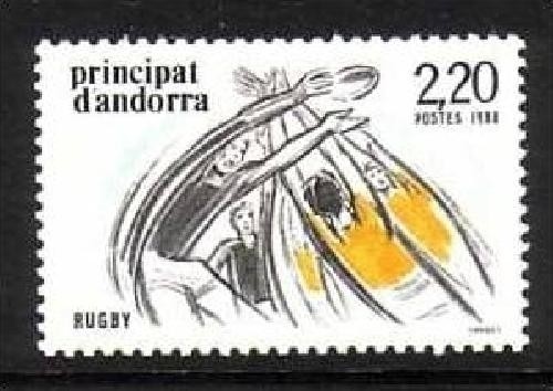 ANDORRA FRANZÖSISCH MI-NR. 389 POSTFRISCH(MINT) RUGBY 1988