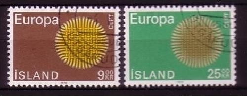 ISLAND MI-NR. 442-443 GESTEMPELT(USED) EUROPA 1970 SONNENSYMBOL