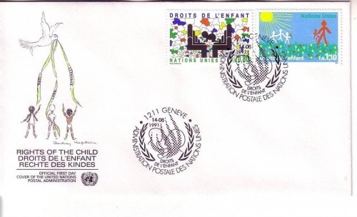 UNO GENF MI-NR. 202-203 FDC RECHTE DES KINDES 1991