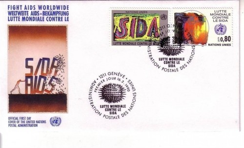 UNO GENF MI-NR. 184-185 FDC WELTWEITE AIDS BEKÄMPFUNG 1990
