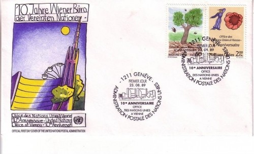 UNO GENF MI-NR 178-179 FDC 10 JAHRE WIENER BÜRO GEMÄLDE LEHMDEN BRAUER
