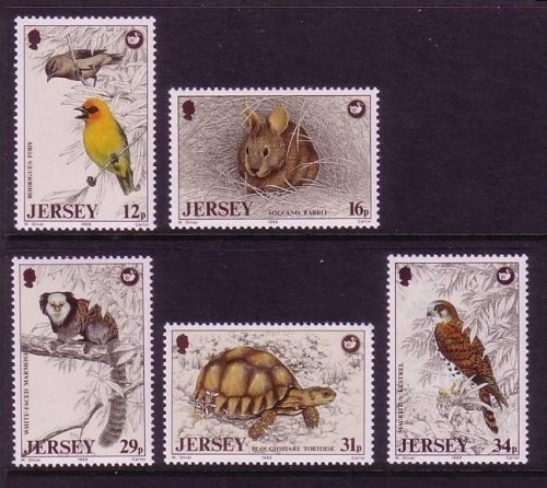 JERSEY MI-NR. 442-446 POSTFRISCH(MINT) TIERE 1988 KANINCHEN AFFE SCHILDKRÖTE FALKE