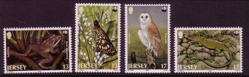 JERSEY MI-NR. 480-483 POSTFRISCH(MINT) FROSCH SCHMETTERLING EULE ECHSE WWF 1989