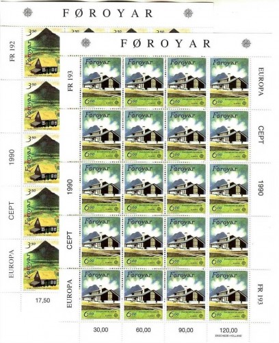 FÄRÖER MI-NR. 198-199 KLEINBOGENSATZ POSTFRISCH(MINT) EUROPA 1990 POSTALISCHE EINRICHTUNGEN