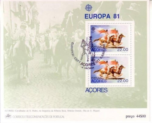 AZOREN BLOCK 2 GESTEMPELT(USED) EUROPA 1981 FOLKLORE PFERD REITERSPIELE