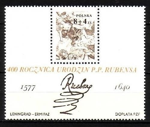 POLEN BLOCK 67 POSTFRISCH(MINT) AQUARELL RUBENS 1977