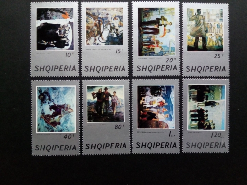 ALBANIEN MI-NR. 1720-1727 POSTFRISCH NATIONALE GEMÄLDE 1974