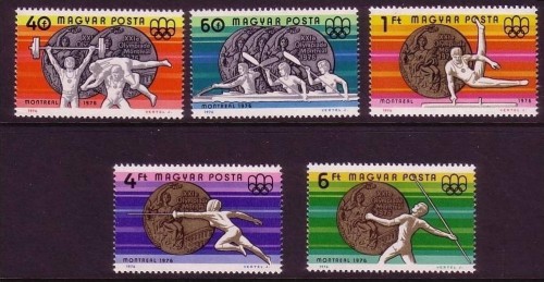UNGARN MI-NR. 3164-3168 A POSTFRISCH(MINT) SOMMEROLYMPIADE MONTREAL 1976 GEWICHTHEBEN KAJAK TURNEN FECHTEN SPEERWERFEN