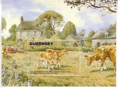 GUERNSEY BLOCK 9 POSTFRISCH(MINT) ACKER- und GARTENBAU KÜHE 1992