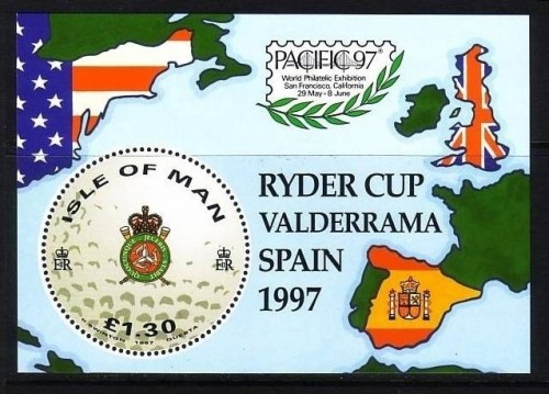 INSEL MAN BLOCK 29 POSTFRISCH RYDER CUP VALDERRAMA SPANIEN 1997