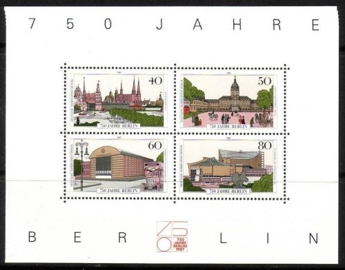 BERLIN BLOCK 8 POSTFRISCH(MINT) 750 JAHRE BERLIN SCHLOSS CHARLOTTENBURG PHILHARMONIE ...