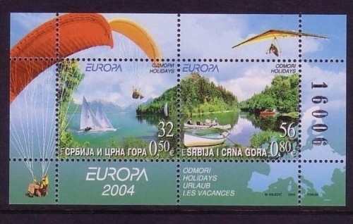 JUGOSLAWIEN BLOCK 57 POSTFRISCH(MINT) EUROPA 2004 FERIEN SEGELN PARAGLIDING