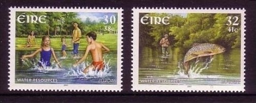 IRLAND MI-NR. 1337-1338 POSTFRISCH(MINT) EUROPA 2001 WASSER ANGELN FORELLE