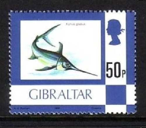 GIBRALTAR MI-NR. 361 II POSTFRISCH(MINT) SCHWERTFISCH JAHRESZAHL 1981