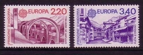 ANDORRA FRANZÖSISCH MI-NR. 379-380 POSTFRISCH(MINT) EUROPA 1987 ARCHITEKTUR KIRCHE