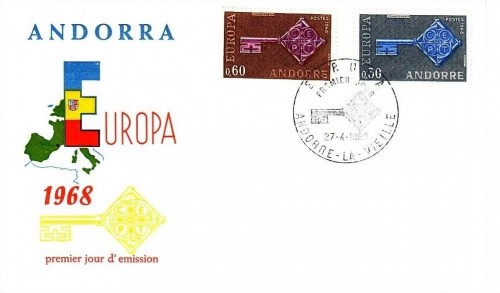 ANDORRA FRANZÖSISCH MI-NR. 208-209 FDC CEPT 1968 SCHLÜSSEL